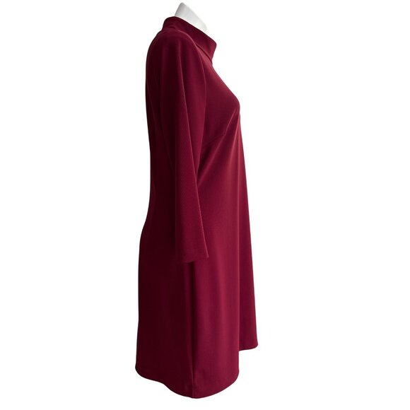 Boston Proper Maroon Mock Neck Knee-Length Shift Dress, Women's Size L - Picture 3 of 9